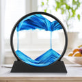 Moving Sand Art Picture Round Glass 3D Hourglass Deep Sea Sandscape In Motion Display Flowing Sand Frame 7 inch For home Decor