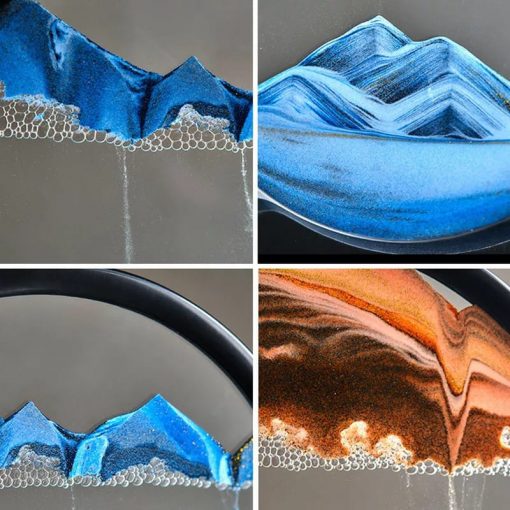 Moving Sand Art Picture Round Glass 3D Hourglass Deep Sea Sandscape In Motion Display Flowing Sand Frame 7 inch For home Decor