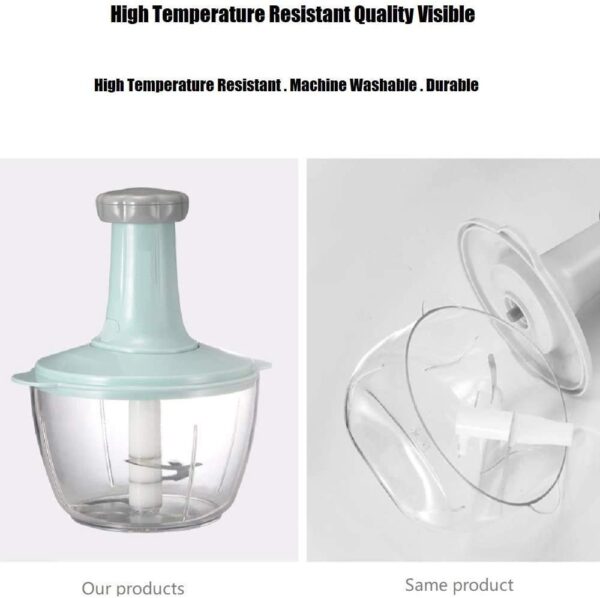 Manual Hand-Press Food & Vegetable Chopper Mixer with Steel 3 Blades, Multicolou